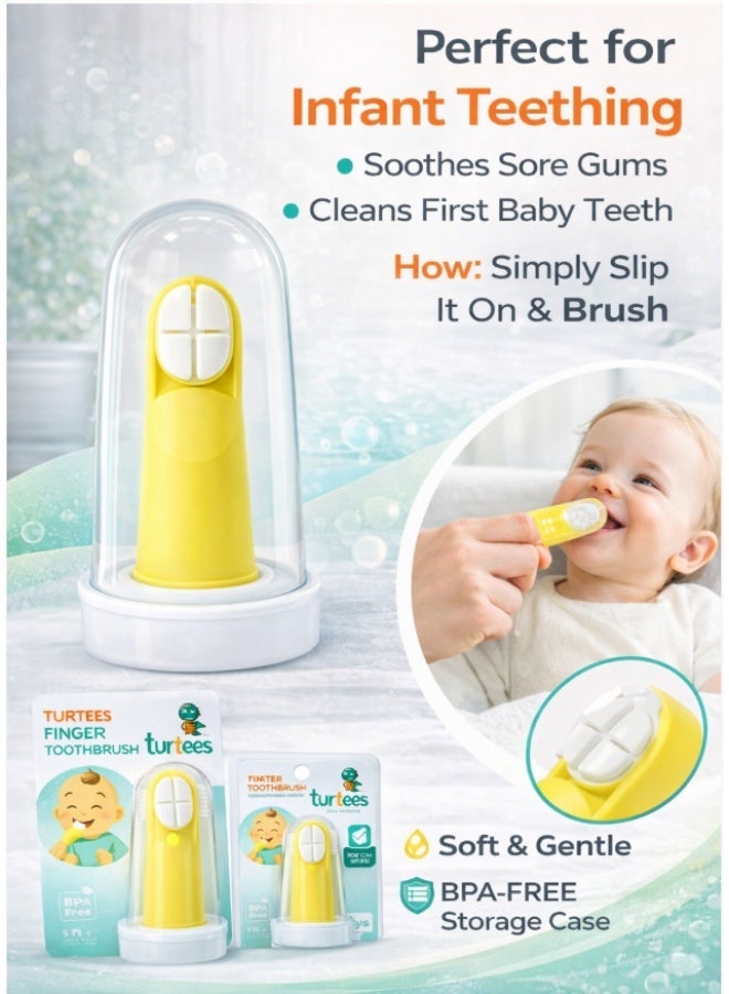 Turtees Baby Silicone Finger Toothbrush & Three-Sided Soft Bristle Toothbrush | BPA-Free Infant Gum Cleaner | Gentle Oral Care for Babies 6+ Months | Safe Teething & First Teeth Brush - Image 3